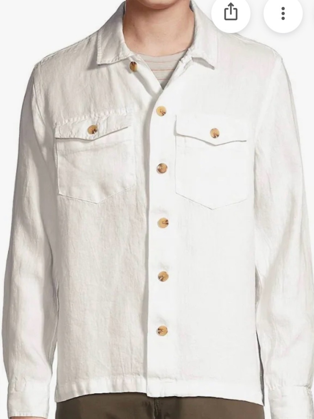 Rails White Men's Kerouac Shirt Jacket with Tan Buttons NWOT